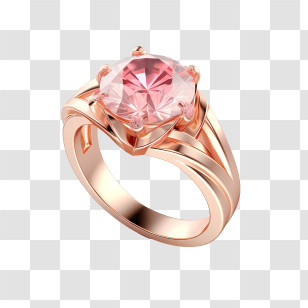 Diamond Ring - Elegant Ring With Pink Gemstone In Luxurious Style Transparent PNG