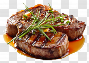Steak - Grilled Steak With Herb Garnish Transparent PNG