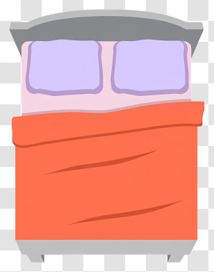 Bed Top View - Orange Bed With Purple Pillows Transparent PNG