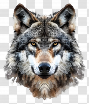 Wolf Face - Realistic Wolf Face Illustration Transparent PNG