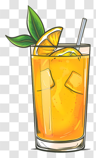 Aam Panna - Glass Of Fresh Orange Juice With Lemon Garnish Transparent PNG