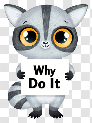 Why Do It - Cute Raccoon Holding A Sign Transparent PNG