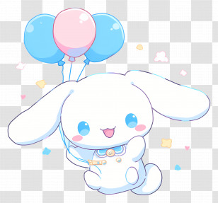 Cute Cinnamoroll - Cute Cartoon Bunny With Balloons Transparent PNG