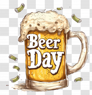 International Beer Day - Beer Day Foamy Mug Illustrative Design Transparent PNG