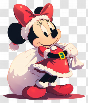 Minnie Mouse - Christmas Cartoon Character With Santa Outfit Transparent PNG