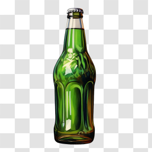 Beer Bottle - Shiny Green Glass Bottle Design Transparent PNG