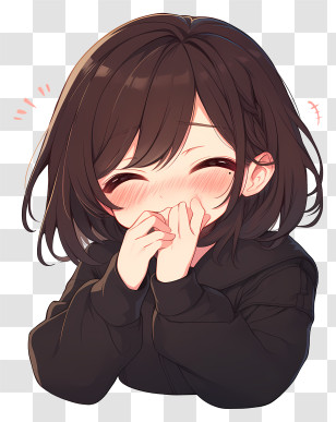 Giggling With Hand Over Mouth - Laughing Anime Girl Transparent PNG