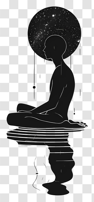 Abstract Art - Cosmic Meditating Silhouette Transparent PNG