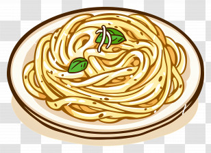 Creamy Pasta - Delicious Plate Of Spaghetti With Herbs Transparent PNG