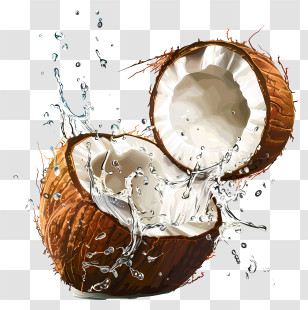 Coconut Water - Fresh Coconut With Water Splash Transparent PNG