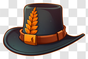 Top Hat - Black Hat With Orange Decoration Illustration Transparent PNG