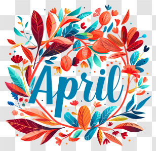 Hello April - April Floral Wreath Illustration With Text Transparent PNG