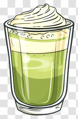 Matcha Tea - Matcha Drink With Whipped Cream Transparent PNG