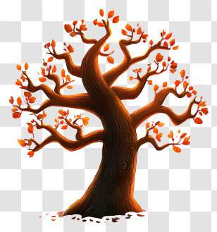 Animated Tree - Autumn Tree With Orange Leaves Transparent PNG