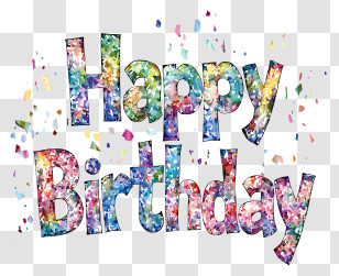 Happy Birthday Word - Colorful Confetti Happy Birthday Text Transparent PNG