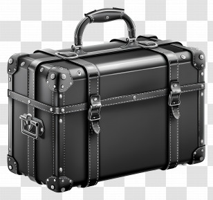 Suitcase - Black Vintage Suitcase With A Classic Design Transparent PNG