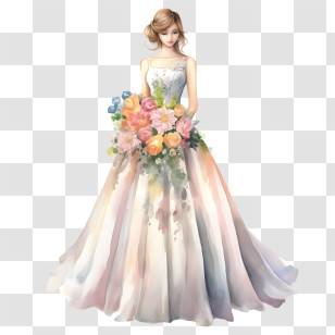 Wedding Dress
 - Beautiful Bride With Flower Bouquet Transparent PNG