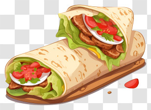 Burrito - Shawarma Wrap With Fresh Vegetables Transparent PNG