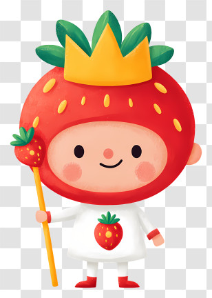Strawberry King - Strawberry Prince Cute Mascot Transparent PNG