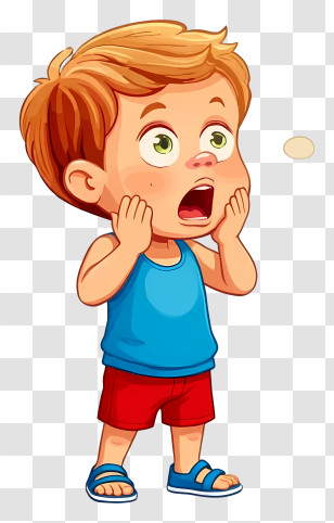 Surprised Little Boy - Shocked Boy In Blue Tank Top Transparent PNG