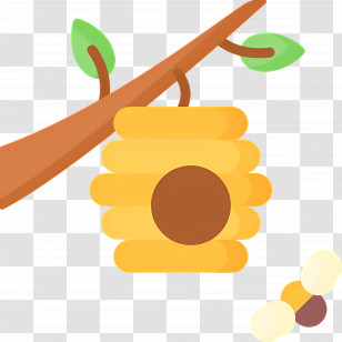 Honey Bee - Beehive Hanging On A Tree Branch Transparent PNG