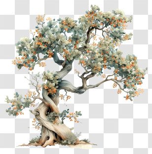 Architecture Tree - Beautiful Bonsai Tree With Flowers Transparent PNG