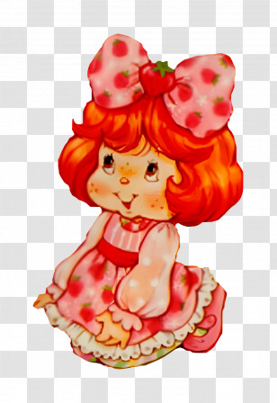 Strawberry Shortcake - Girl With Strawberry Bow Sitting Transparent PNG