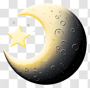 Realistic 3d Style Moon - Crescent Moon And Star Transparent PNG