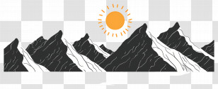 Mountain Outline - Mountain Range With Bright Sun Transparent PNG