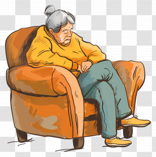 Tired Old Woman - Elderly Woman Sitting In A Chair Transparent PNG
