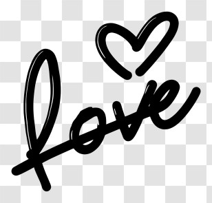 Love Sign - Love Heart Doodle With Text Transparent PNG