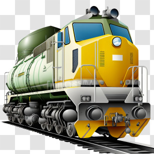 Railway Train
 - Industrial Freight Train In Yellow And Green Transparent PNG