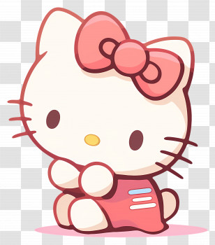 Hello Kitty - Cute Cat Cartoon Character With Pink Bow Transparent PNG
