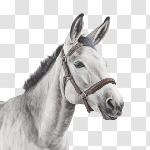 Donkey - White Horse With Bridle Transparent PNG