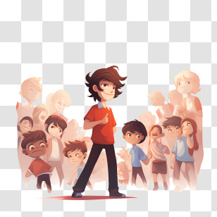 Stop Bullying Day - Boy Standing In A Crowd Transparent PNG