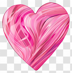 Pink Heart - Pink Heart Illustration With Swirl Design Transparent PNG