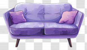 Purple Sofa - Purple Sofa With Decorative Pillows Transparent PNG