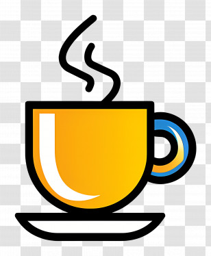 Coffee Logo - Yellow Coffee Cup With Steam Illustration Transparent PNG