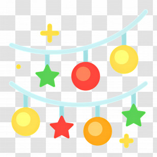 Christmas Lights - Colorful Christmas Baubles In Flat Design Transparent PNG