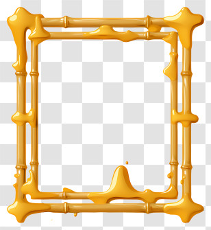 Pop Art Golden Frame - Honey Dripping Bamboo Frame Transparent PNG