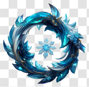 Blizzard Swirl - Icy Blue Snowflake Wreath Transparent PNG