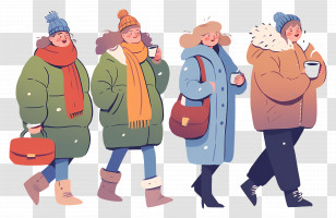 Cartoon People - Winter Clothing With People In Snow Transparent PNG