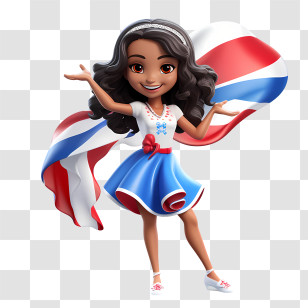Costa Rica Independence Day - Happy Girl With Flag Dress Transparent PNG