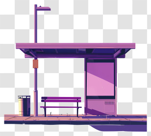 Bus Stop - Purple Bus Stop Illustration Transparent PNG