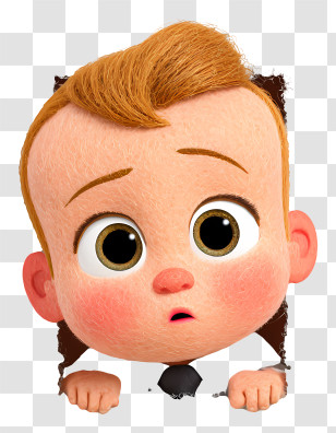Boss Baby Peeking Out - Cute Animated Baby With Surprised Expression Transparent PNG