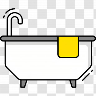 Bathtub - Bathtub With A Yellow Towel Transparent PNG