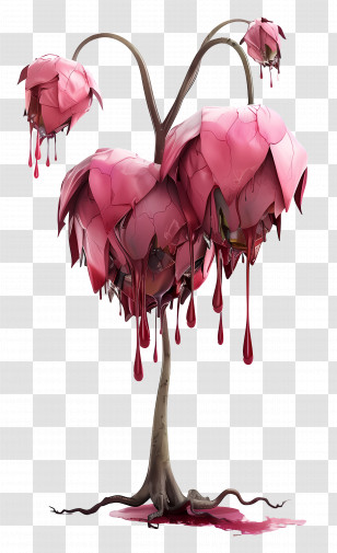 3d Flower - Dripping Heart-Shaped Flower Transparent PNG