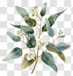 Eucalyptus Flower - Eucalyptus Branch With Leaves Illustration Transparent PNG