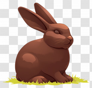 Chocolate Bunny - Brown Rabbit Sitting On Grass Transparent PNG