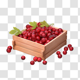 Cranberries - Wooden Crate Filled With Red Berries Transparent PNG